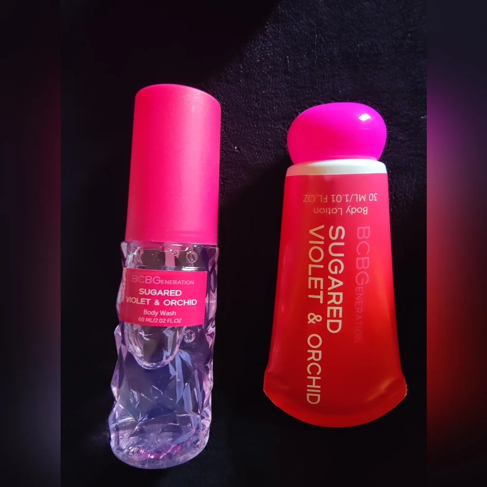 NWOT Pink Travel Set/Salad Dressing Cup /W Lotion, Body Wash, Loofah & Fork